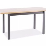Tavolo Adam estensibile in MDF nero opaco e piano laminato effetto rovere Artisan – 90-125x65 cm
