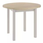 Tavolo Adam rotondo in MDF color cashmere e piano laminato effetto rovere Cremona Torro – Ø80 cm