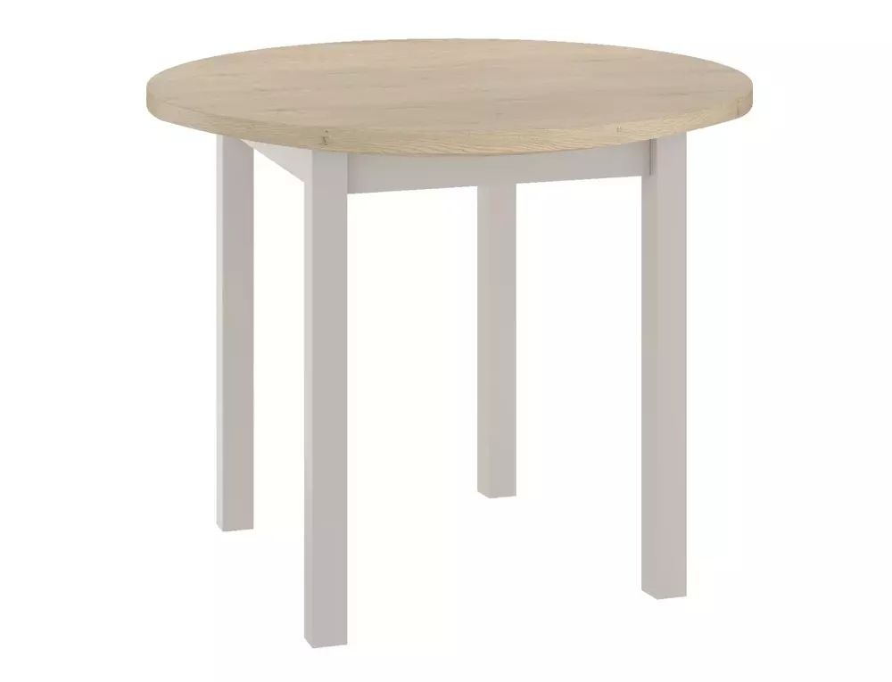 product-3071 Tavolo Adam rotondo in MDF color cashmere e piano laminato effetto rovere Cremona Torro – Ø80 cm - immagine 1
