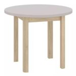 Tavolo Adam rotondo in MDF effetto rovere Cremona Torro e piano laminato color cashmere – Ø80 cm