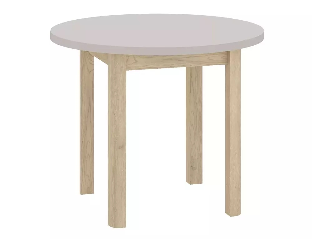 product-3085 Tavolo Adam rotondo in MDF effetto rovere Cremona Torro e piano laminato color cashmere – Ø80 cm - immagine 1
