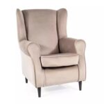 Poltrona Baron in velluto beige scuro Bluvel 40 e struttura in legno colore wenge – 75x80x101 cm