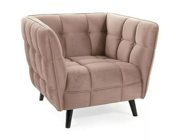 Poltrona Castello Velvet in velluto beige scuro Bluvel 40 e struttura in legno wenge – 92x85x78 cm