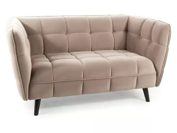 Divano Castello Velvet 2 posti in velluto beige scuro Bluvel 40 e struttura in legno wenge – 145x85x78 cm