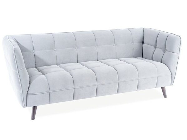 Divano Castello Velvet 3 posti in velluto grigio chiaro Bluvel 03 e struttura in legno wenge – 200x85x78 cm