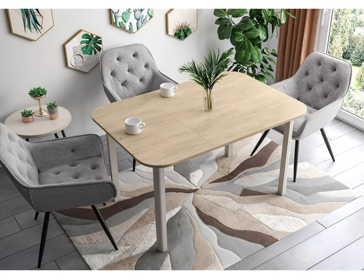 Tavolo Dante II allungabile in rovere Cremona Torro e cashmere – 90/130x90x75 cm - immagine 2
