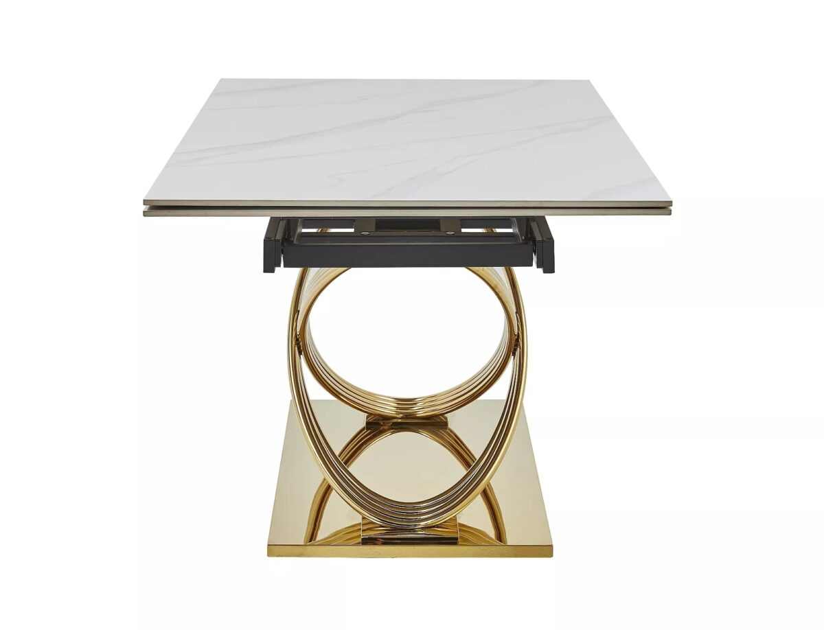 Tavolo Hermes II in ceramica bianco lucido effetto marmo – 160/240x90x75 cm - immagine 6