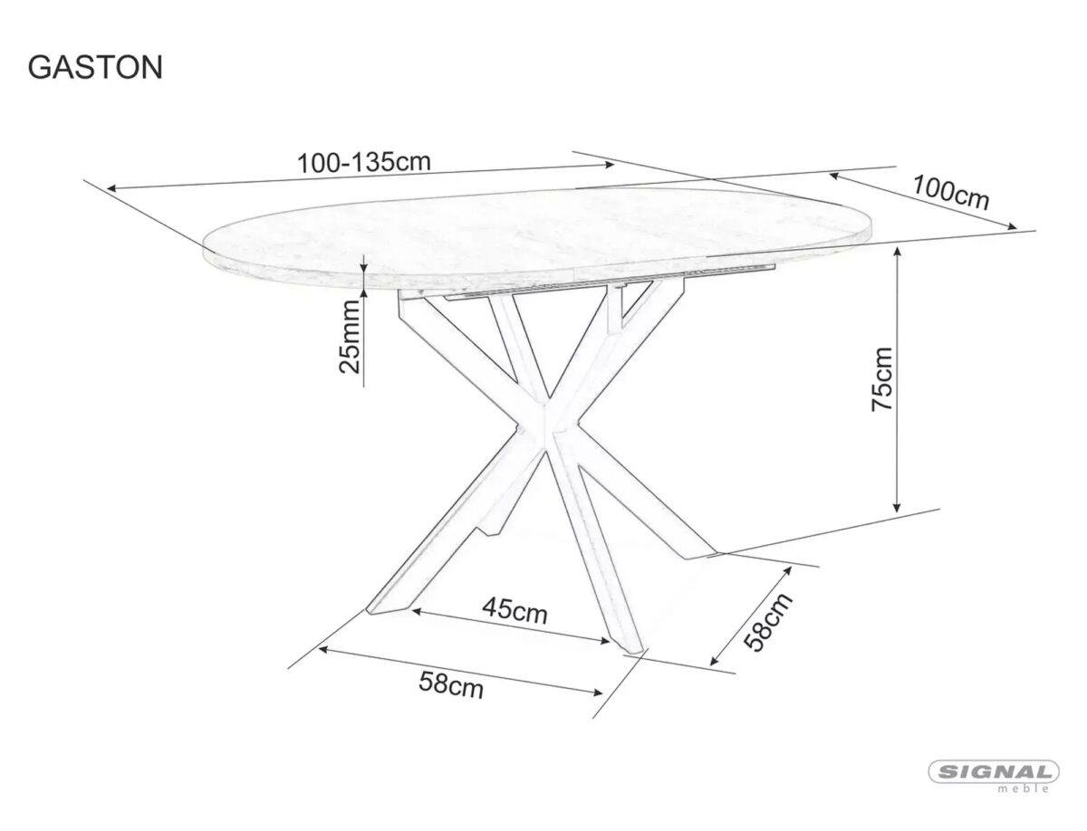 Tavolo Gaston Ceramic in ceramica grigio opaco – Ø100/135x75 cm - immagine 5