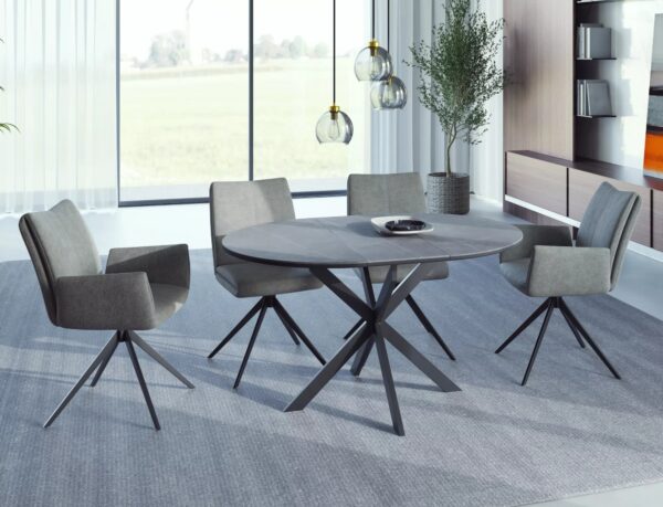 Tavolo Gaston Ceramic in ceramica grigio opaco – Ø100/135x75 cm