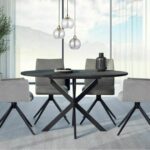 Tavolo Gaston Ceramic in ceramica nero opaco – Ø100/135x75 cm