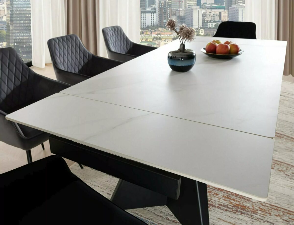 Tavolo allungabile Laconi in ceramica bianco opaco – 160/220x90x75 cm - immagine 6