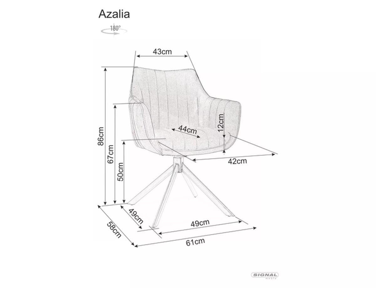 Sedia girevole Azalia Brego grigio scuro – 61x44x86 cm - immagine 4