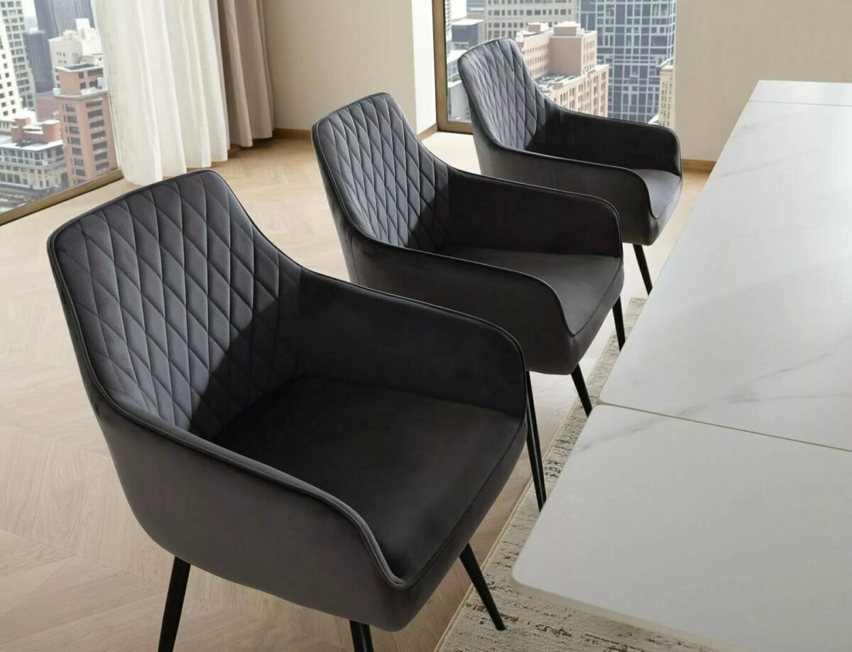 Sedia Marlo Velvet in velluto grigio – 55x45x88 cm - immagine 2