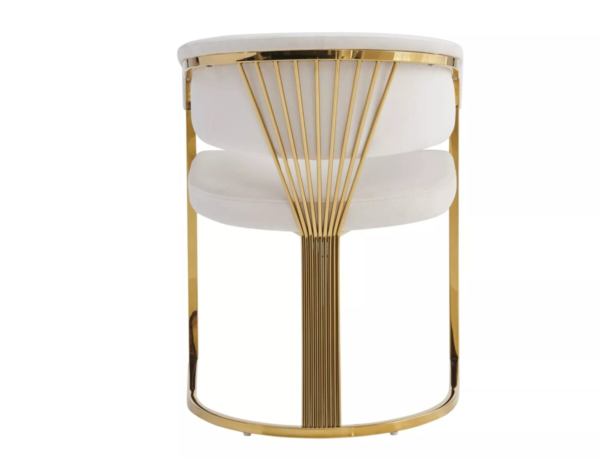 Sedia Crown Velvet in velluto beige chiaro Bluvel 30 con struttura in acciaio inox dorato – 57x77 cm - immagine 6