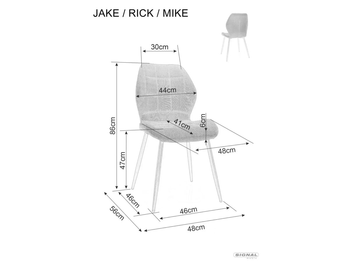 Sedia Jake Velvet in velluto beige scuro – 49x41x86 cm - immagine 4
