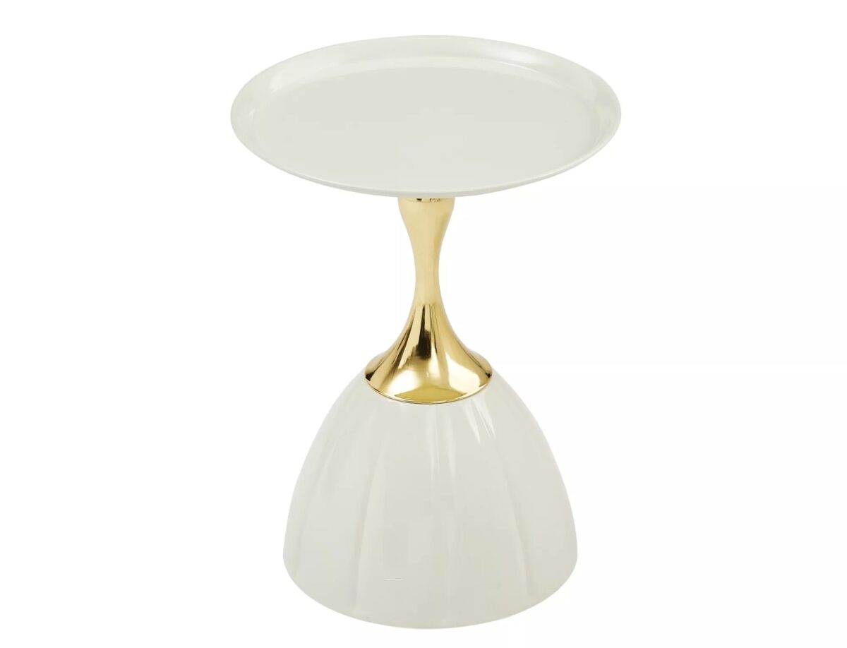 Tavolino Piana bianco e oro – Ø38x50 cm - immagine 2