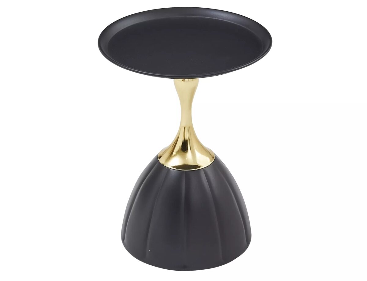 Tavolino Piana nero e oro – Ø38x50 cm - immagine 3