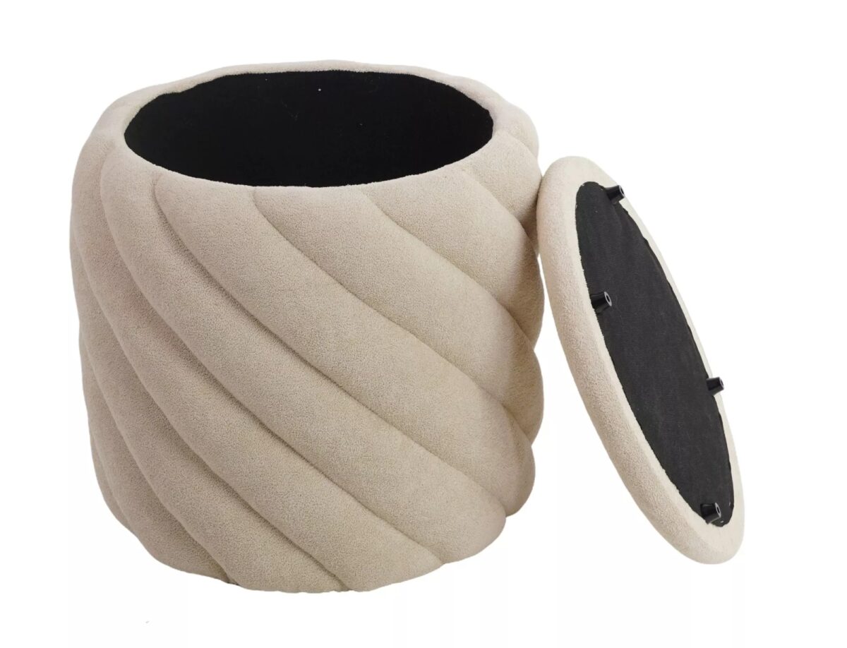Pouf Pelaro beige con contenitore – Ø42x41 cm - immagine 4