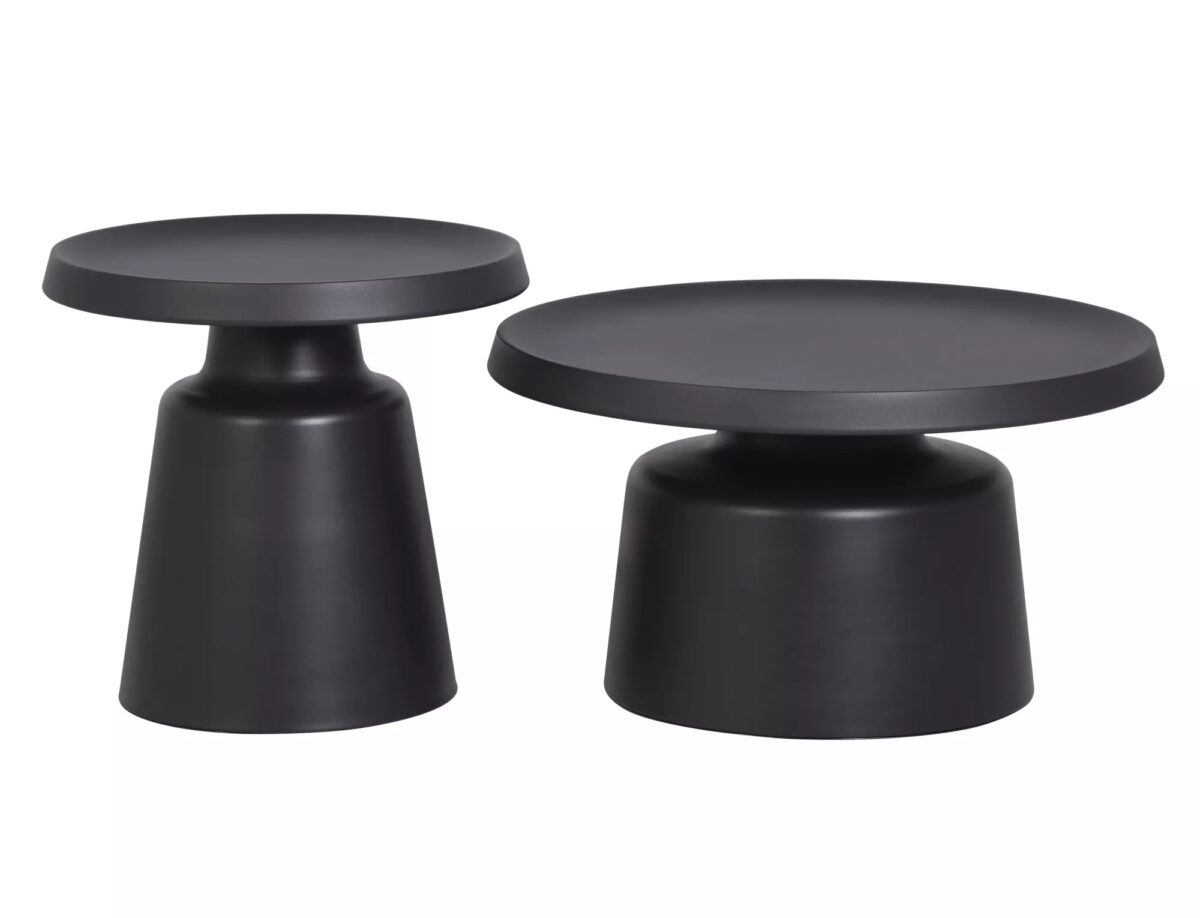 Set tavolini Rodos in metallo nero opaco – Ø70/50 cm - immagine 3