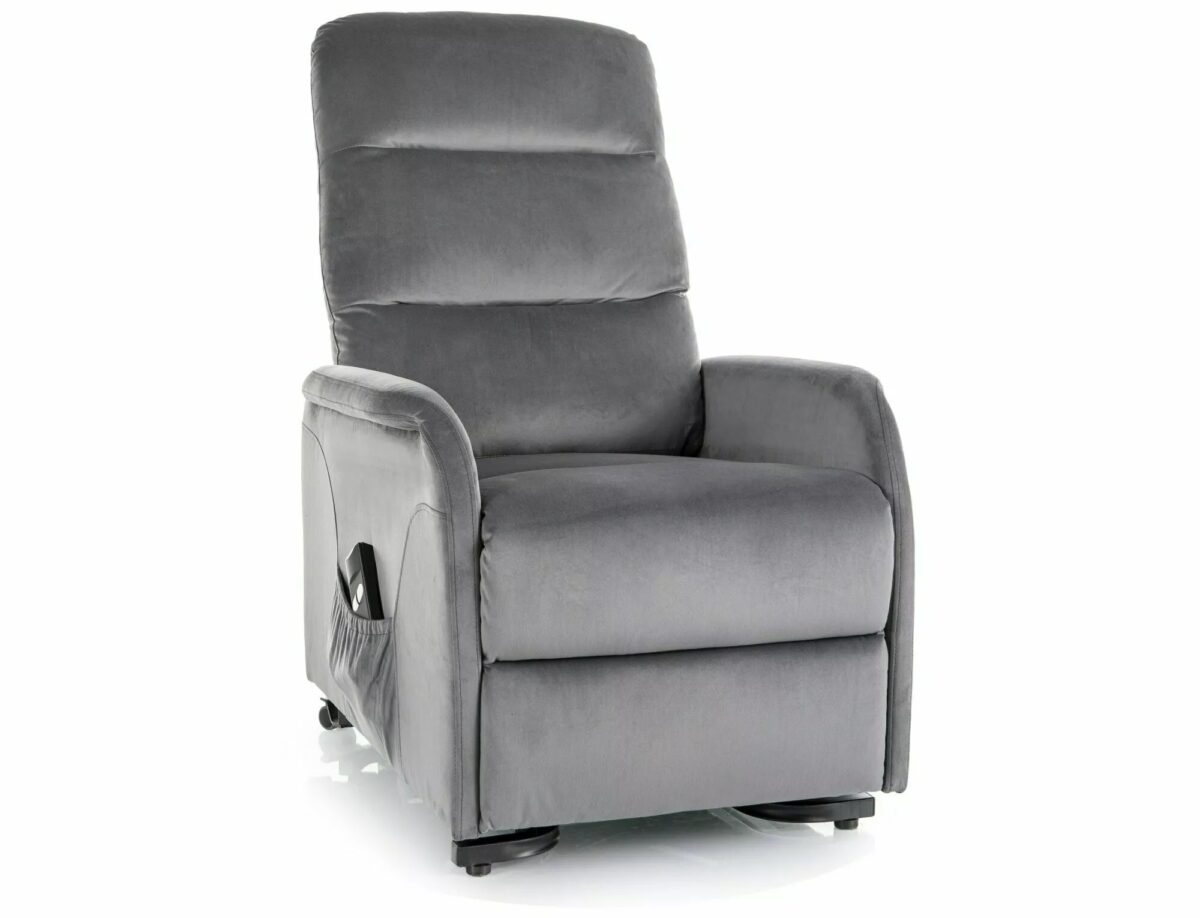 Poltrona reclinabile elettrica Kronos Velvet con USB in velluto grigio – 94x79x107 cm - immagine 6