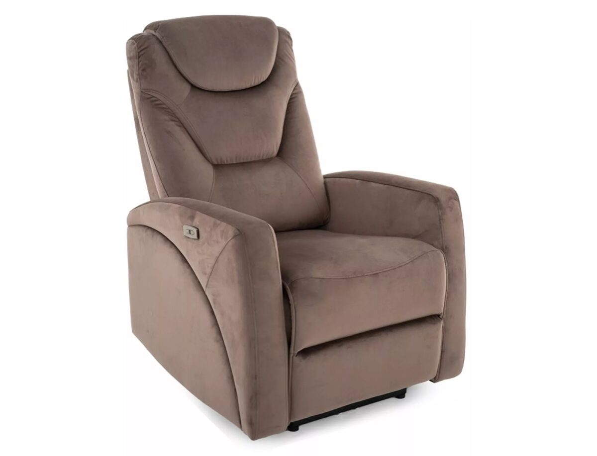 Poltrona reclinabile elettrica Kronos Velvet con USB in velluto cappuccino – 94x79x107 cm - immagine 8