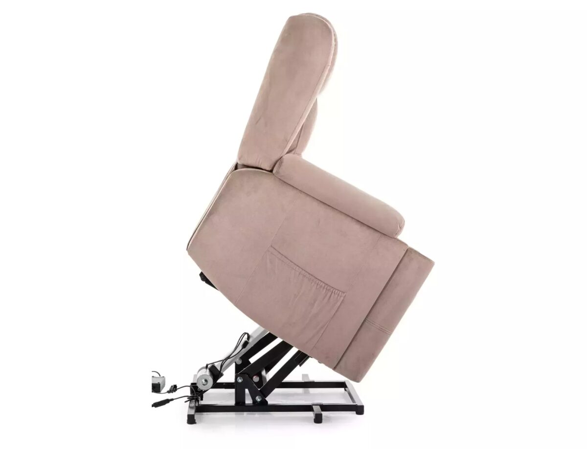 Poltrona reclinabile Minos Velvet – beige scuro - immagine 2