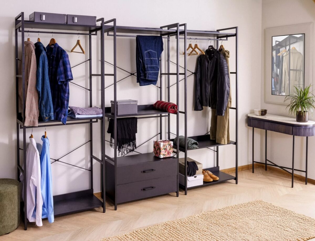 Libreria–Appendiabiti Rin A nera – 80x40x200 cm - immagine 5