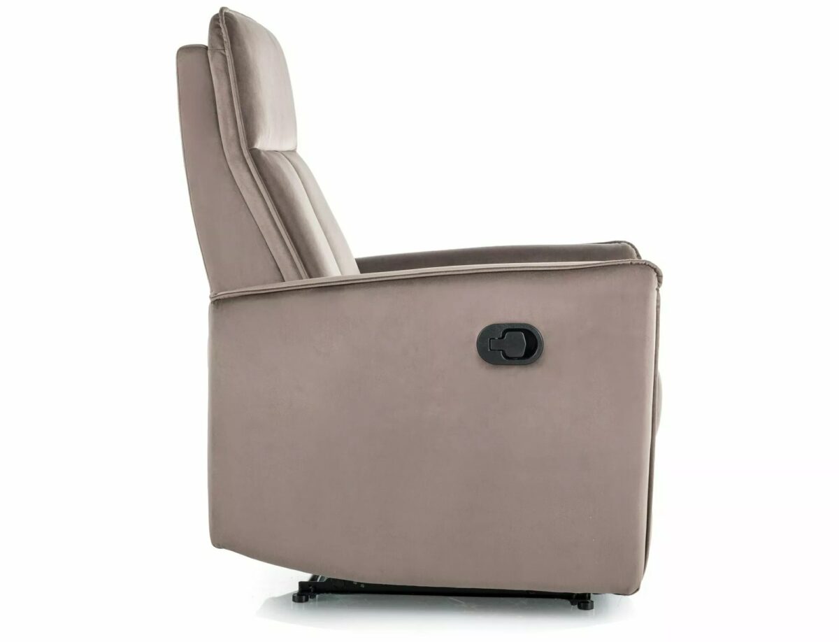 Poltrona reclinabile Nikos in velluto cappuccino – 72x86/159x105 cm - immagine 3