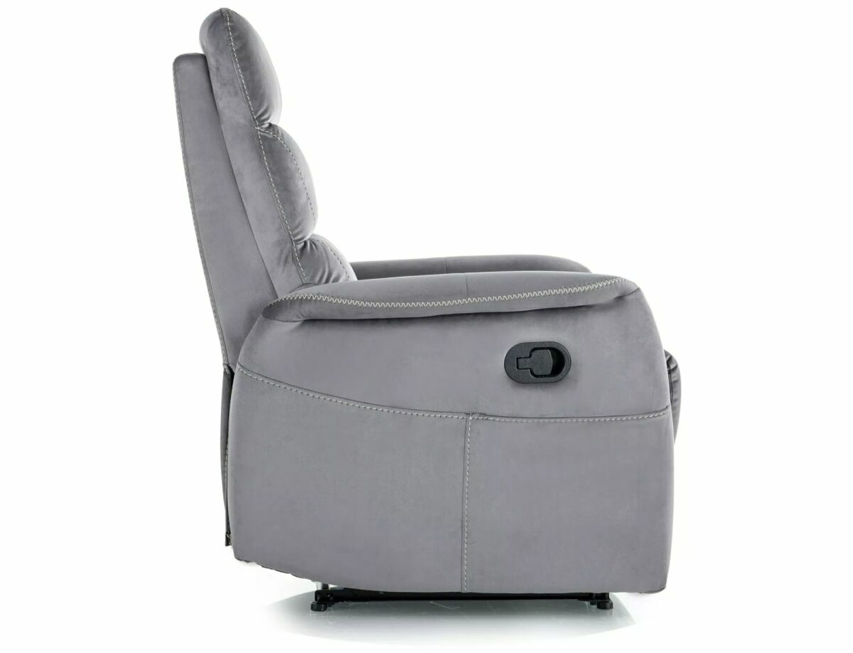 Poltrona reclinabile Solon M Velvet in velluto grigio – 74x86-162x106 cm - immagine 4