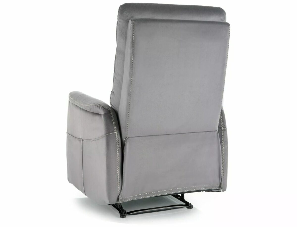 Poltrona reclinabile Solon M Velvet in velluto grigio – 74x86-162x106 cm - immagine 5