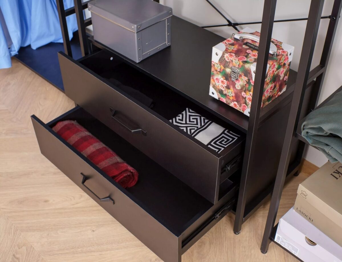 Libreria–Appendiabiti Rin C nera con armadietto – 80x40x200 cm - immagine 7