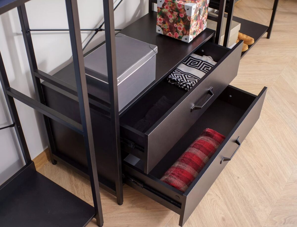 Libreria–Appendiabiti Rin C nera con armadietto – 80x40x200 cm - immagine 6