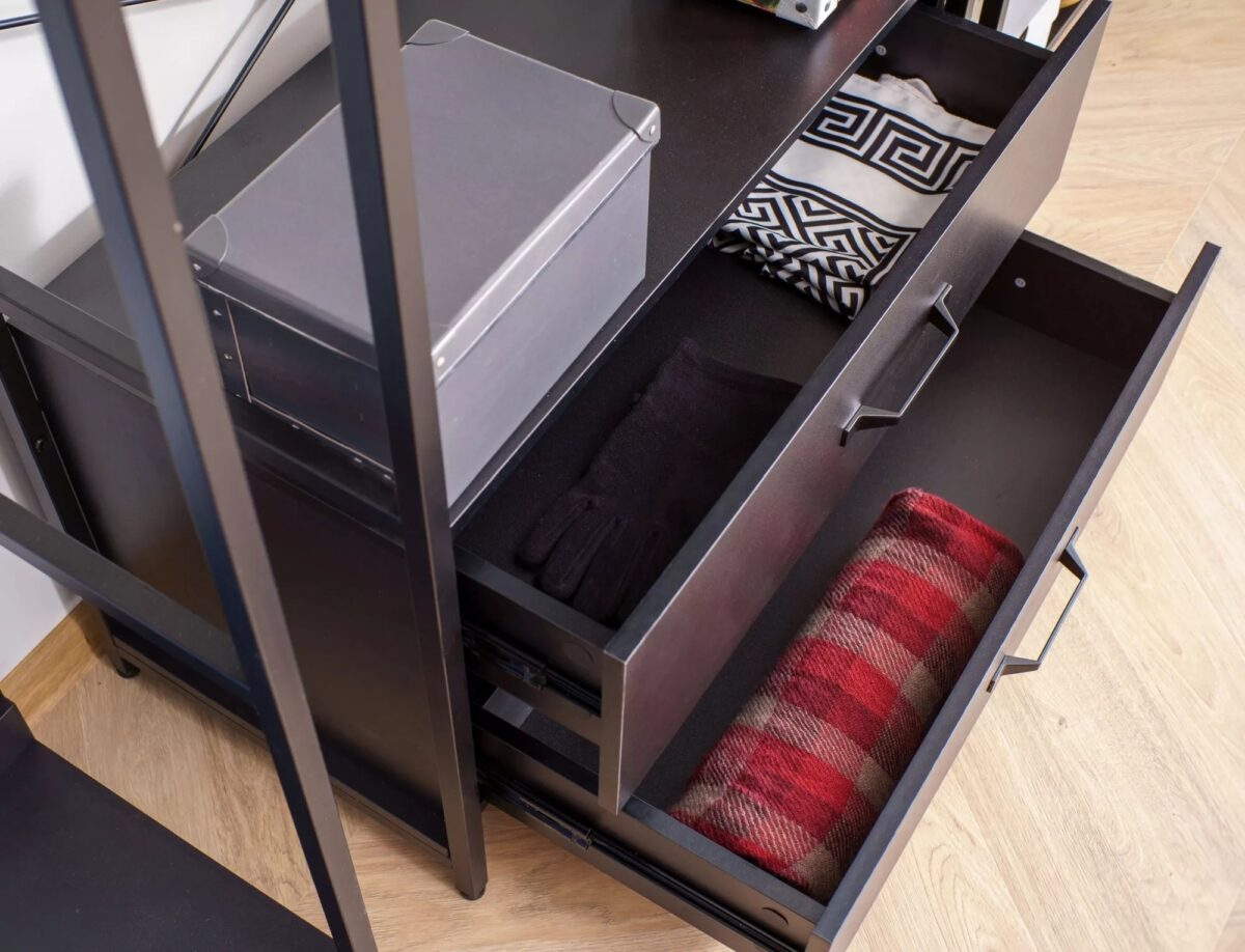 Libreria–Appendiabiti Rin C nera con armadietto – 80x40x200 cm - immagine 11