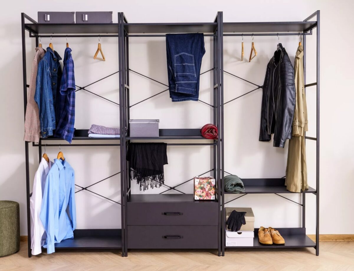 Libreria–Appendiabiti Rin A nera – 80x40x200 cm - immagine 3