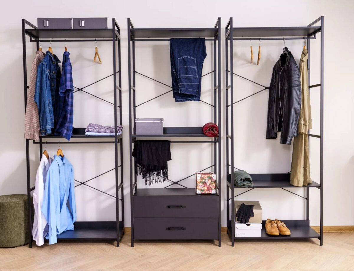Libreria–Appendiabiti Rin A nera – 80x40x200 cm - immagine 6