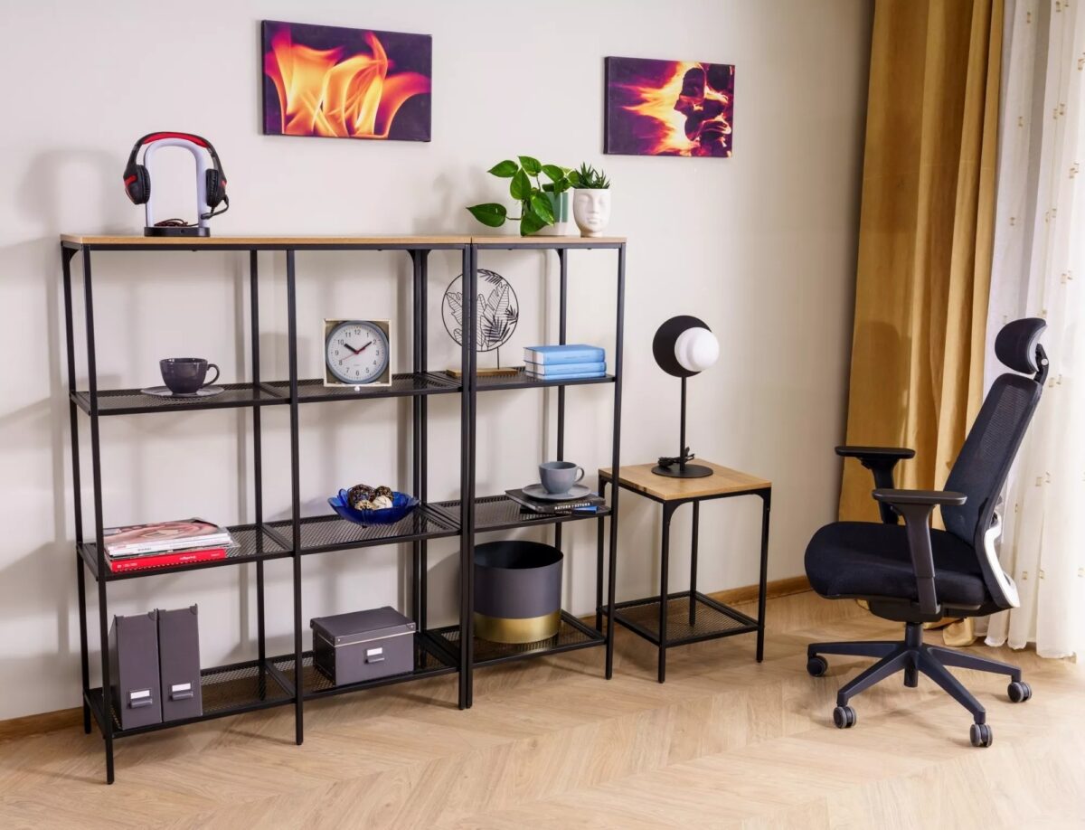 Libreria Lex A in metallo e rovere – 100x36x136 cm - immagine 8