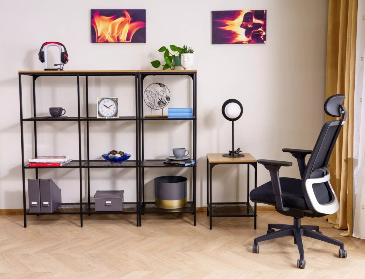 Libreria Lex B in metallo e rovere – 50x36x136 cm - immagine 2