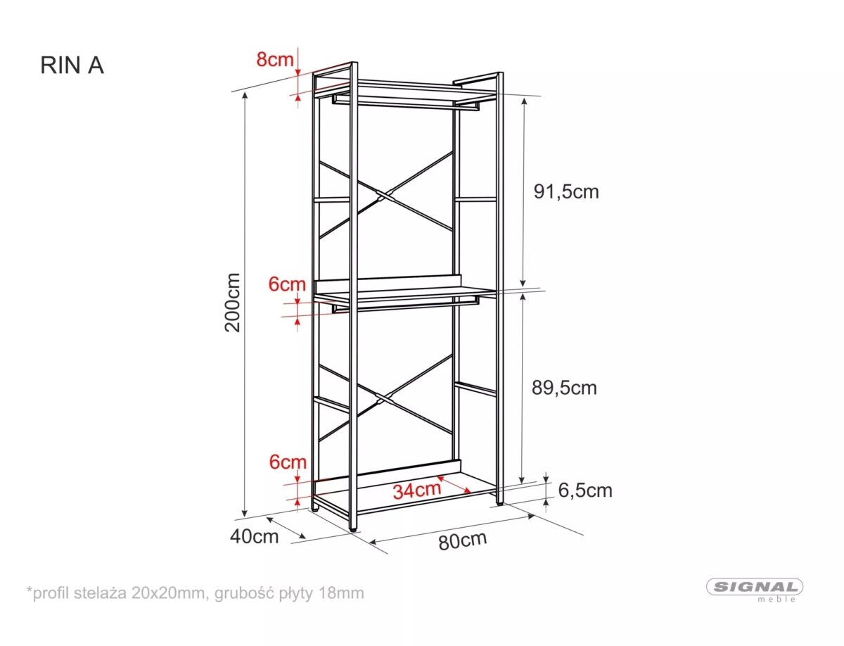 Libreria–Appendiabiti Rin A nera – 80x40x200 cm - immagine 4