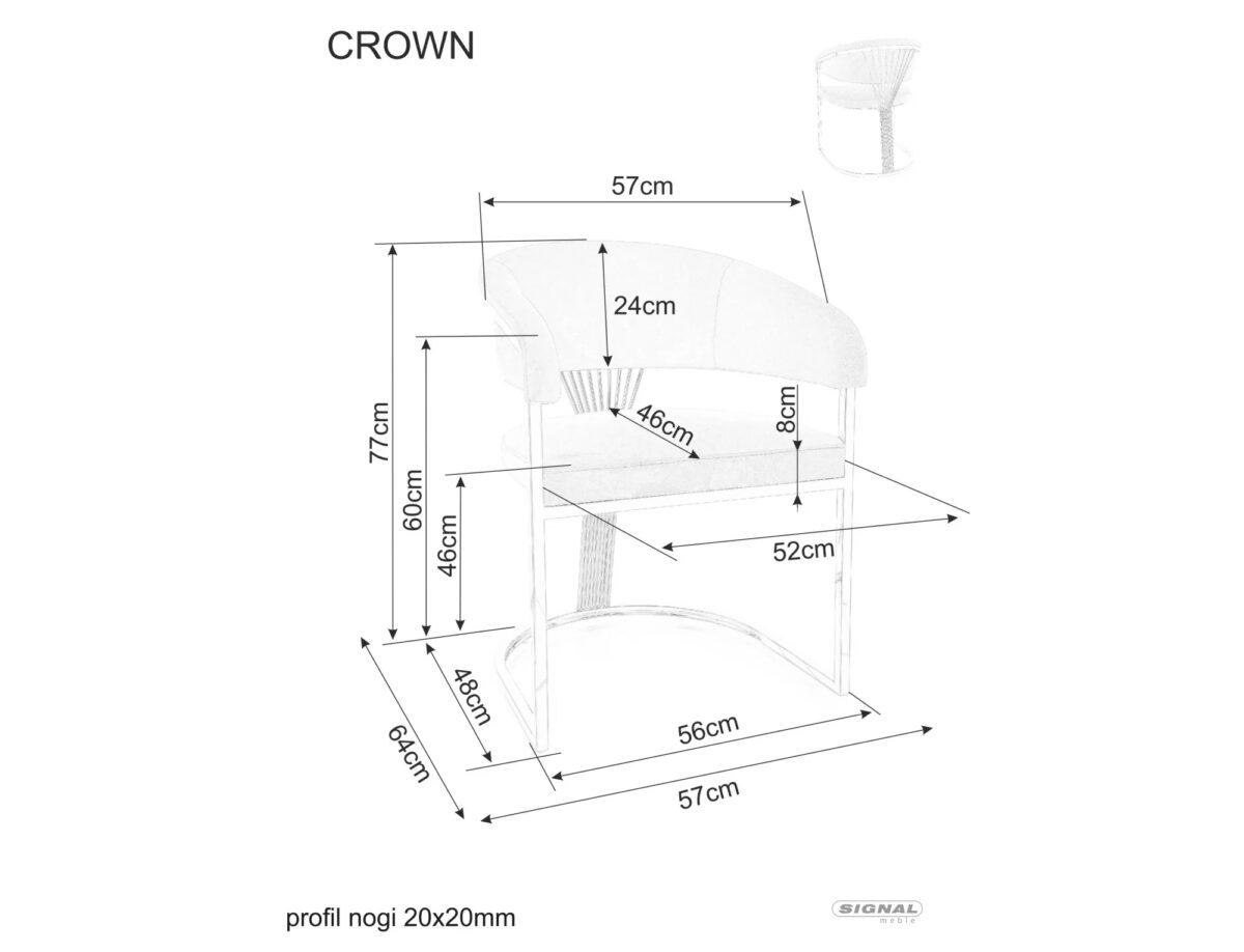 Sedia Crown Velvet in velluto beige Bluvel 28 con struttura in acciaio inox dorato – 57x77 cm - immagine 3