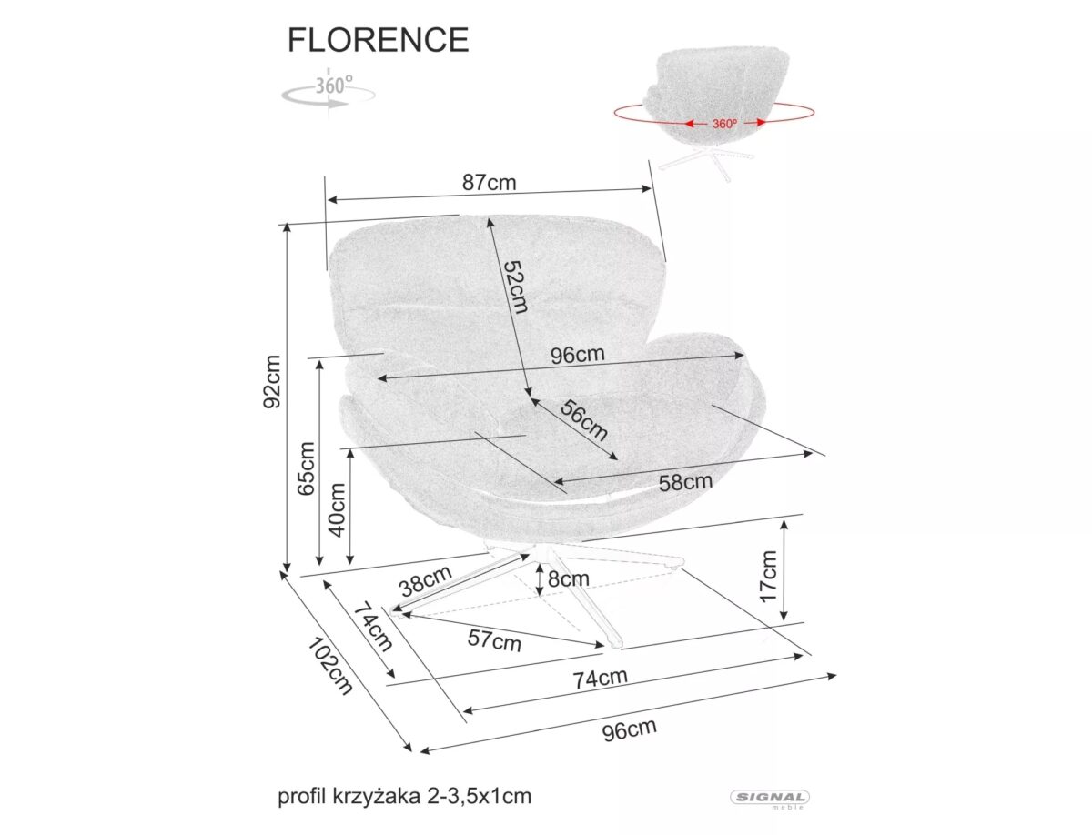 Poltrona Florence Raven – beige scuro / nero opaco - immagine 4