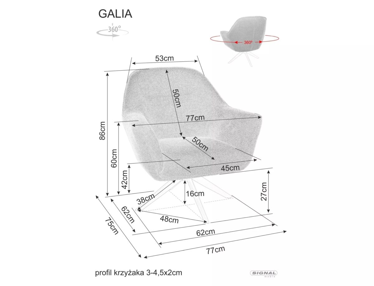 Poltrona Galia Brego in tessuto grigio – 86x77x75 cm - immagine 4