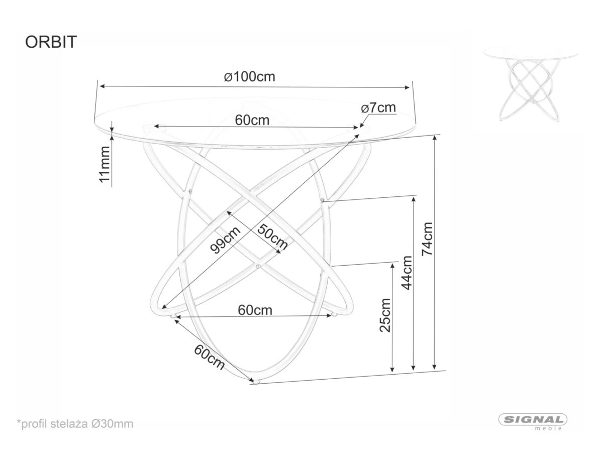 Tavolo Orbit in vetro e metallo dorato – Ø100x75 cm - immagine 3