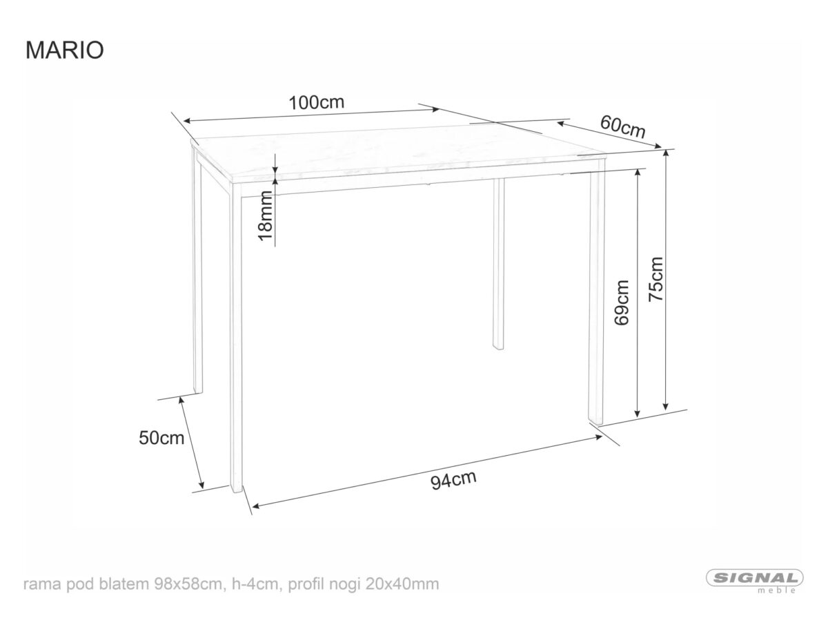 Tavolo Mario rovere / off white – 100x60x75 cm - immagine 2