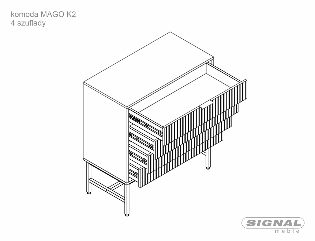 Comò Mago K2 in rovere e metallo nero – 80x40x90 cm - immagine 3