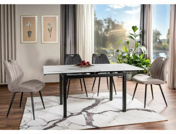 Tavolo GD-017 in MDF effetto marmo bianco – 110/170x74x75 cm