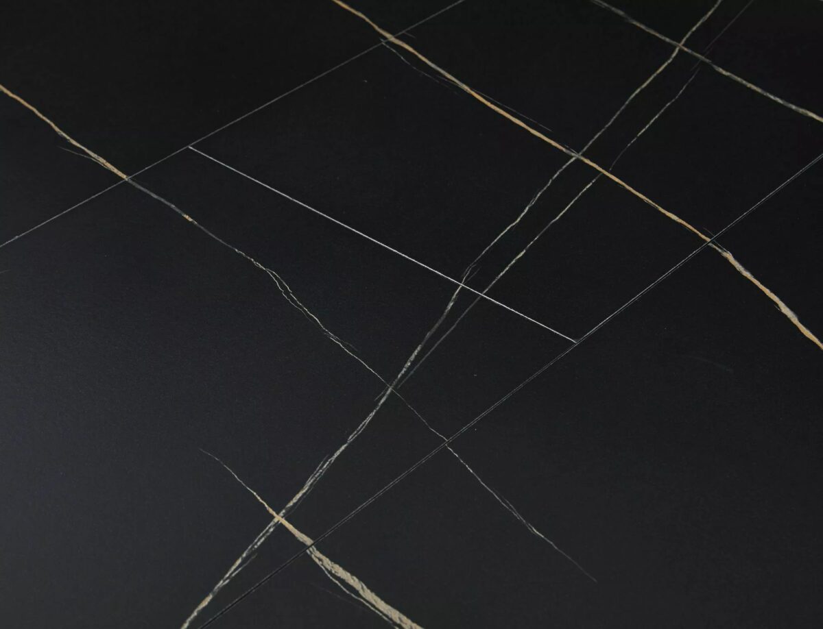 Tavolo Gaston in MDF effetto marmo nero – Ø100/135x75 cm - immagine 5