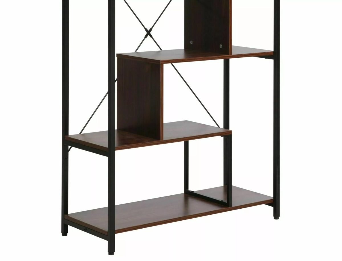 Libreria Net B in legno laminato noce scuro e metallo – 75x35x132 cm - immagine 9