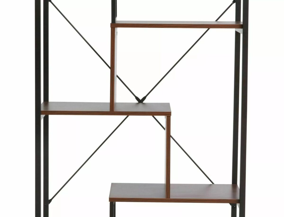 Libreria Net B in legno laminato noce scuro e metallo – 75x35x132 cm - immagine 10