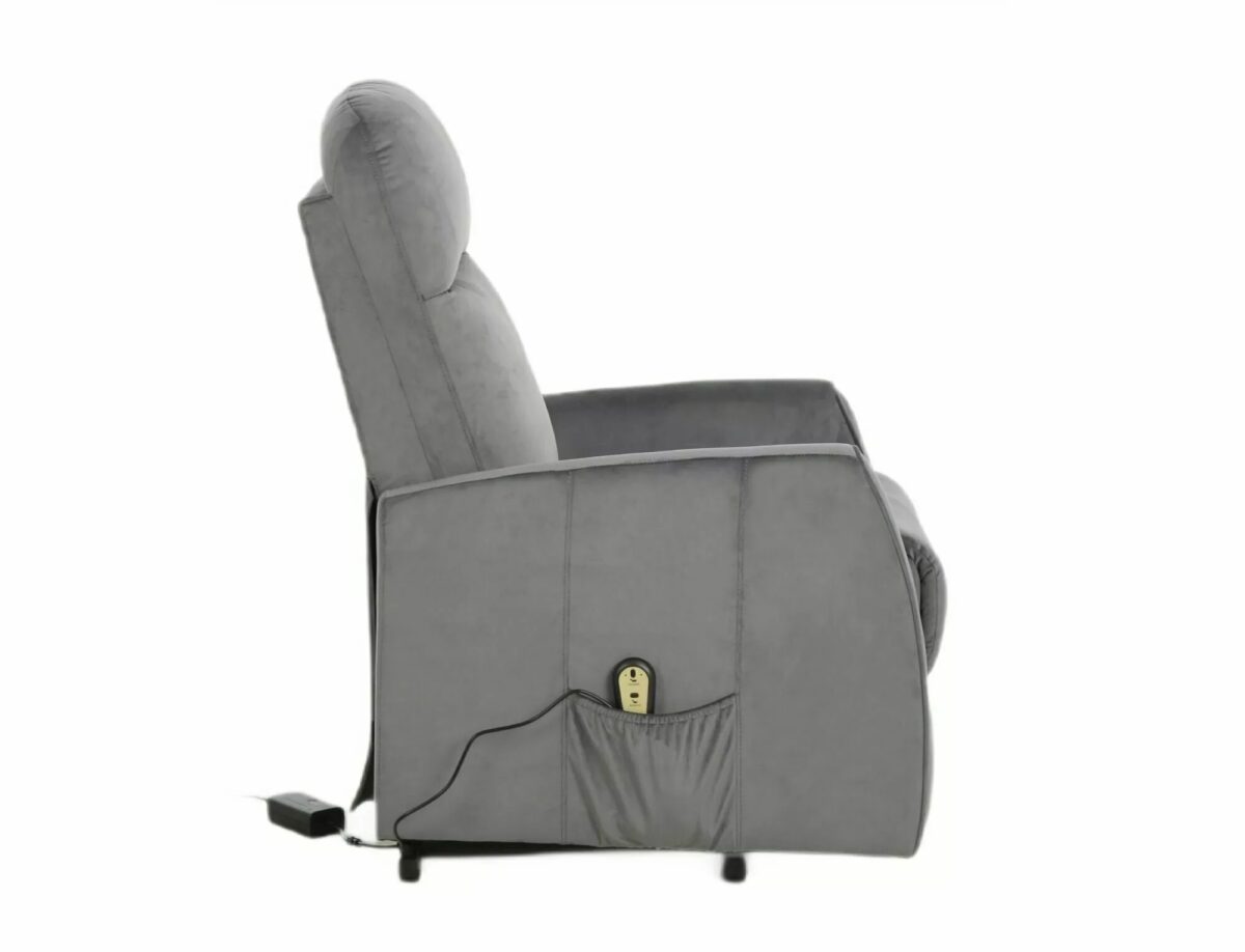 Poltrona reclinabile elettrica Leto Velvet con funzione alzapersona – 68x90/165x107 cm – grigio - immagine 7
