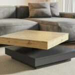 Tavolino Cotto in finitura rovere artisan e antracite con piano girevole a 360° – 67x67x33 cm